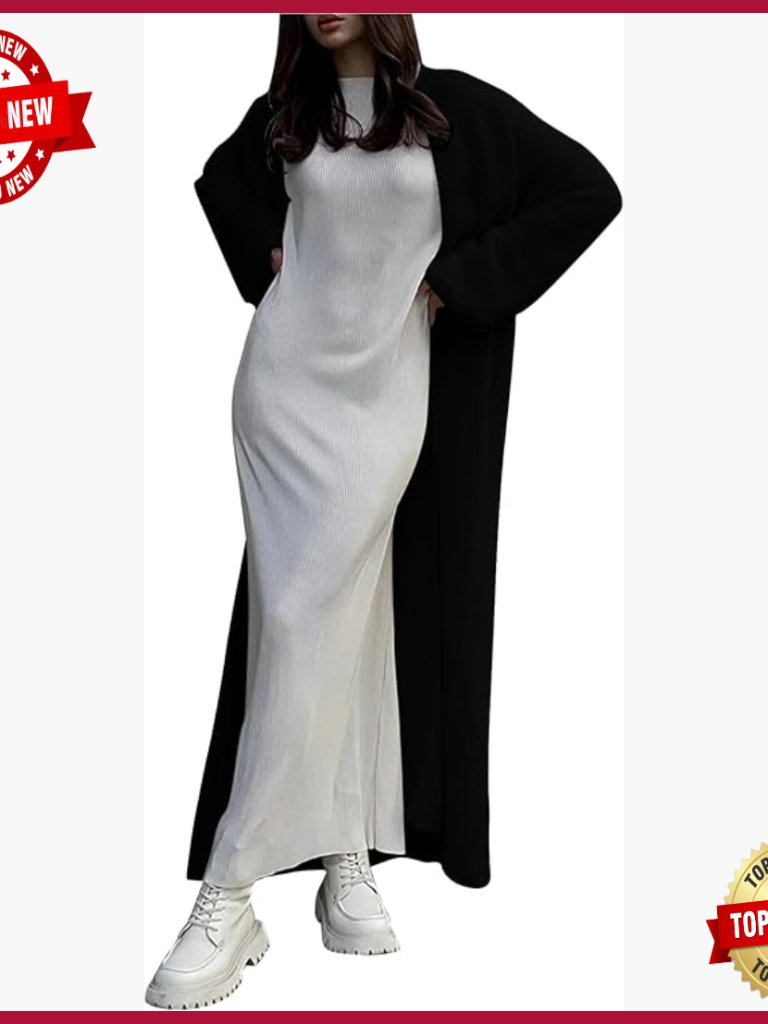Fuzzy Open Front Knit Sweater Maxi Duster Cardigan Long Sleeve Cover Up